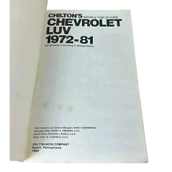 Chilton's Repair & Tune-Up Guide Chevrolet LUV 1972-81 - Picture 6 of 6